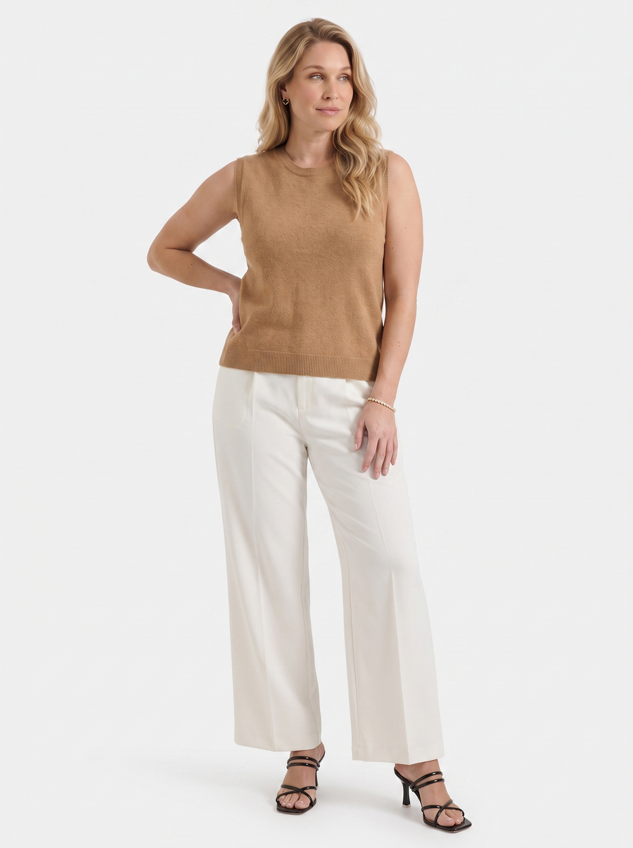 Iona Ribbed Trim Sleeveless Knit Vest
