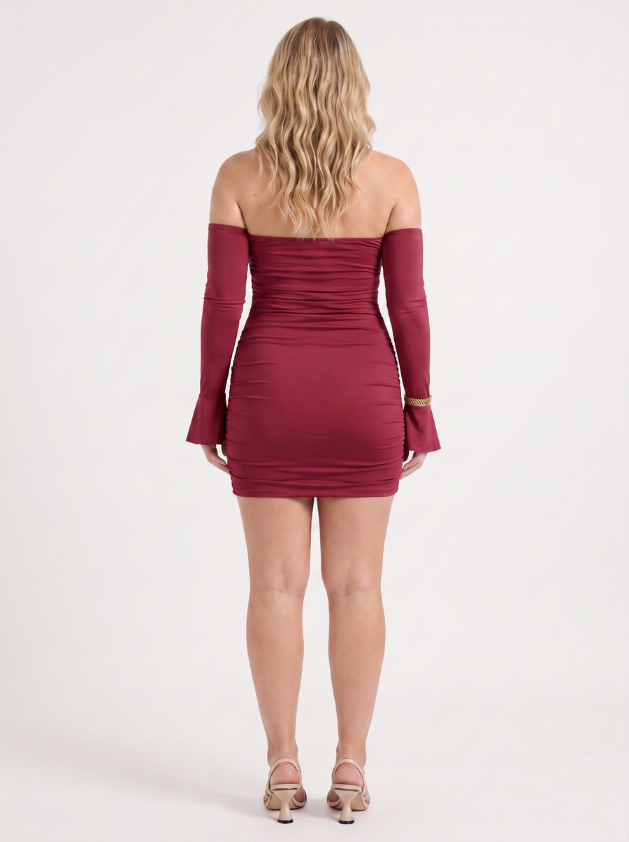 Corinna Off Shoulder Wide Sleeve Mini Dress