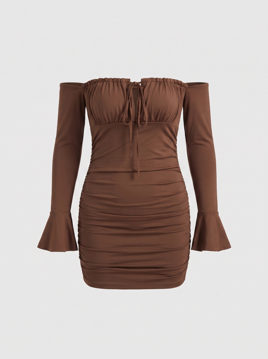 Corinna Off Shoulder Wide Sleeve Mini Dress