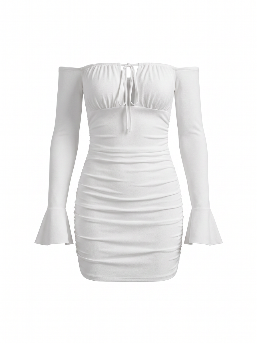 Corinna Off Shoulder Wide Sleeve Mini Dress