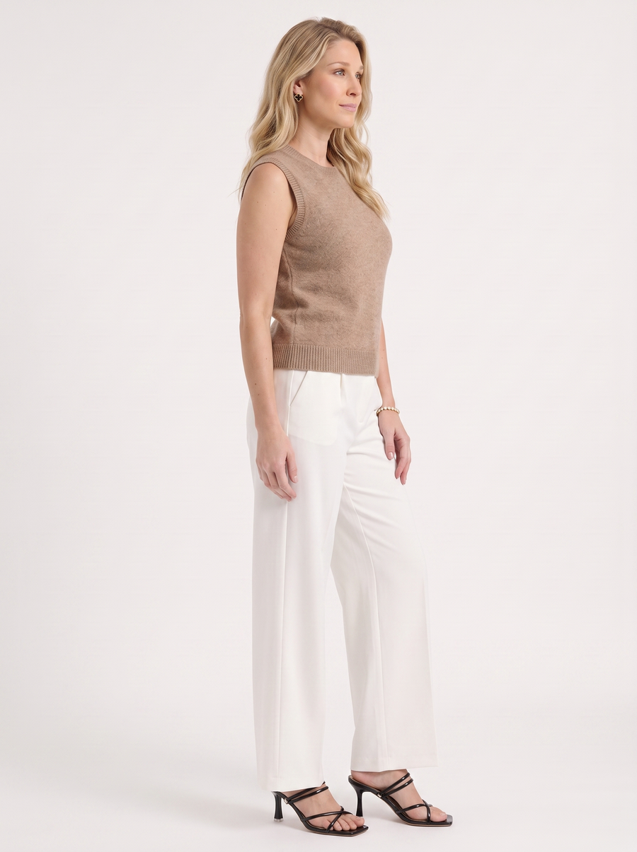 Iona Ribbed Trim Sleeveless Knit Vest