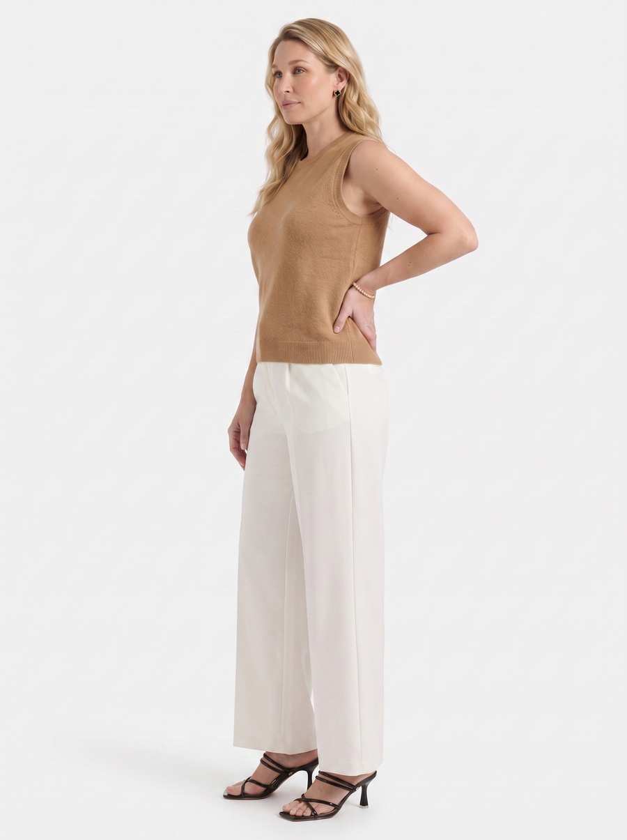 Iona Ribbed Trim Sleeveless Knit Vest