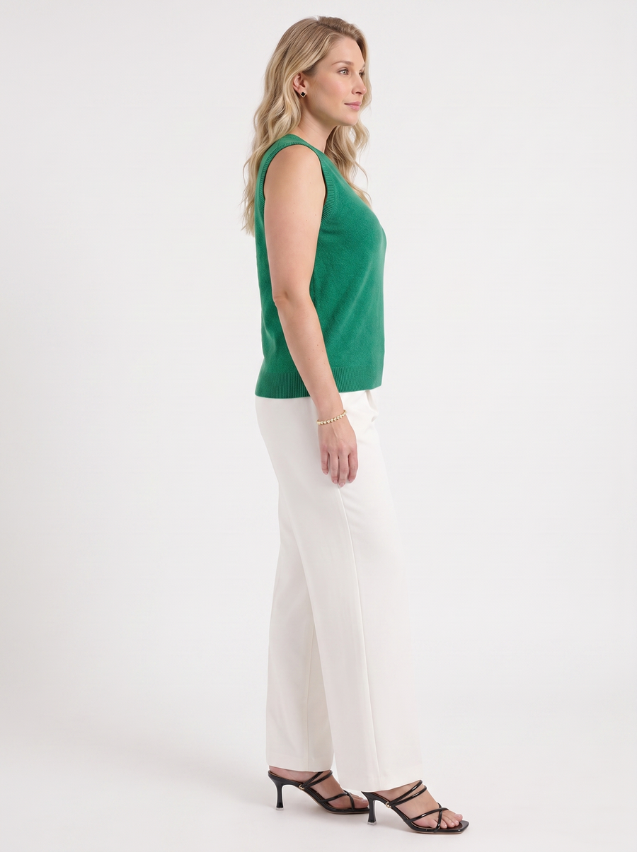 Iona Ribbed Trim Sleeveless Knit Vest