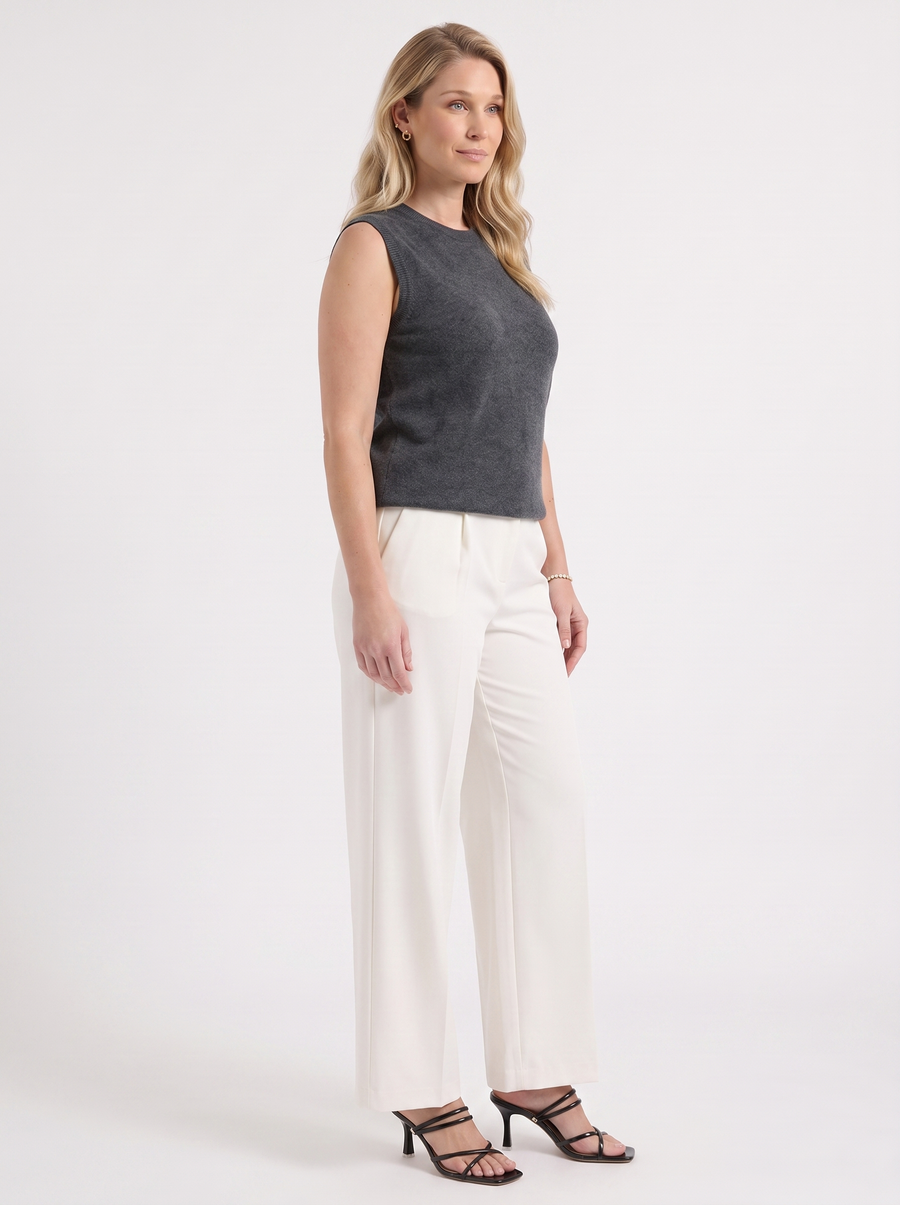 Iona Ribbed Trim Sleeveless Knit Vest