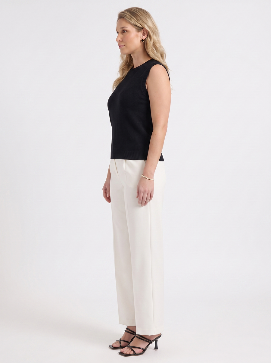 Iona Ribbed Trim Sleeveless Knit Vest