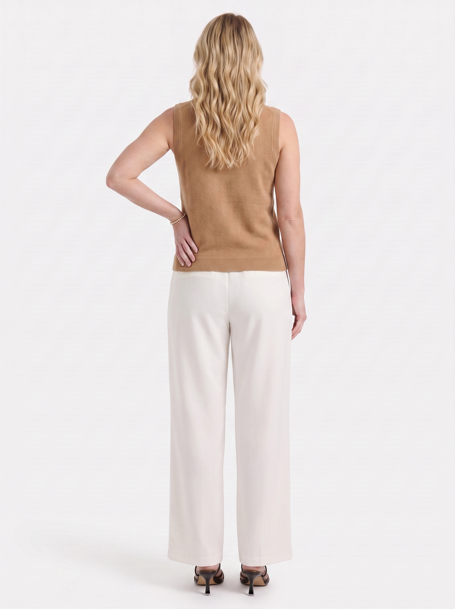 Iona Ribbed Trim Sleeveless Knit Vest