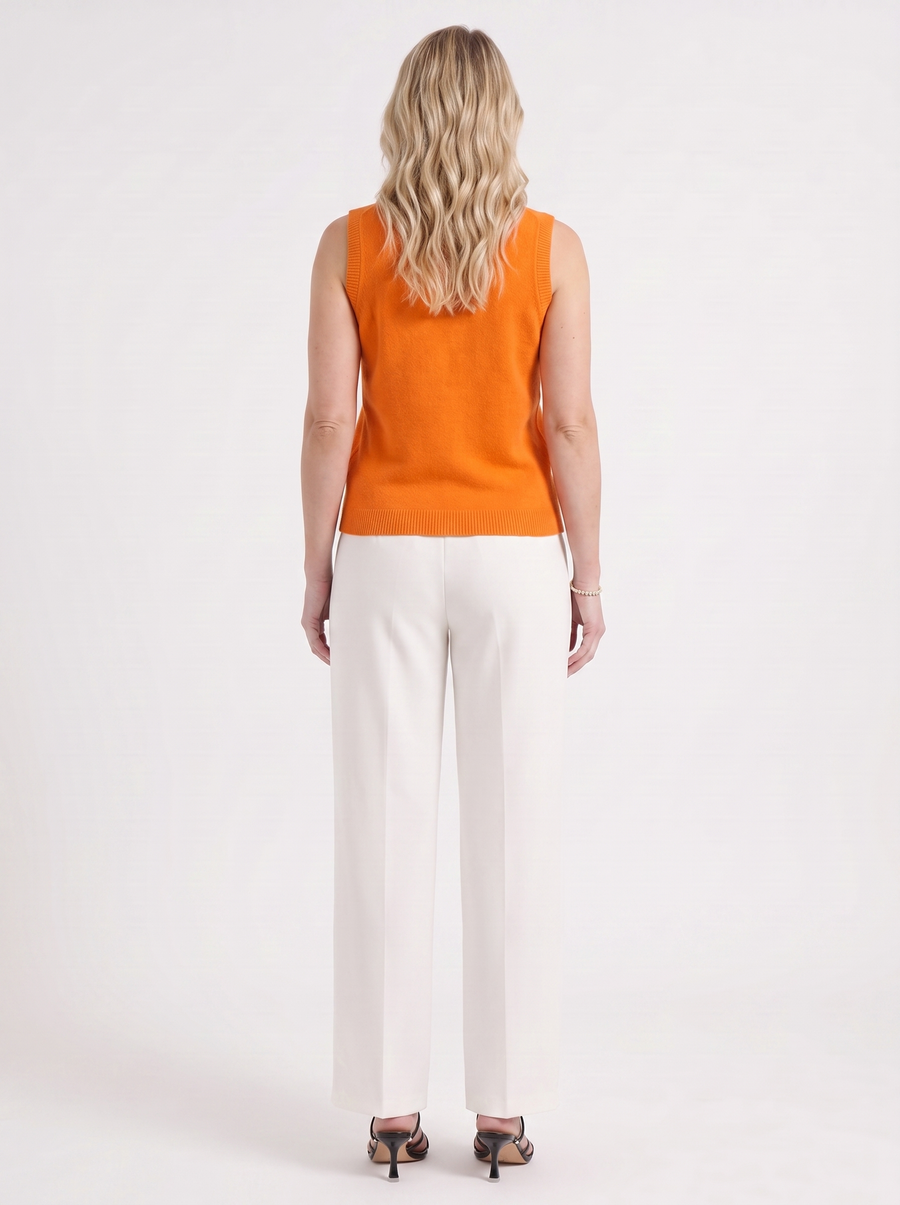 Iona Ribbed Trim Sleeveless Knit Vest