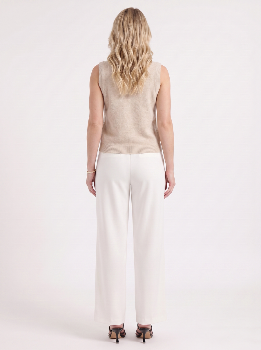 Iona Ribbed Trim Sleeveless Knit Vest