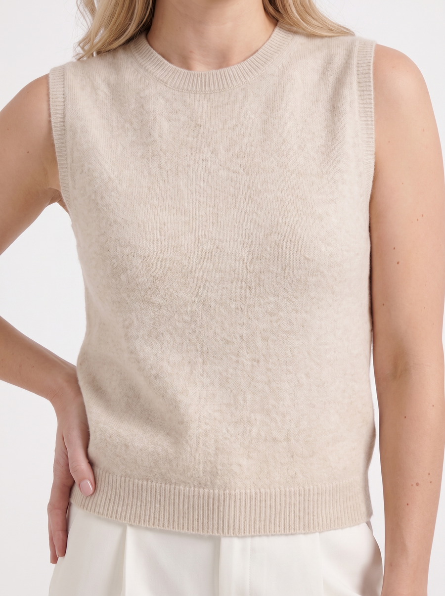 Iona Ribbed Trim Sleeveless Knit Vest