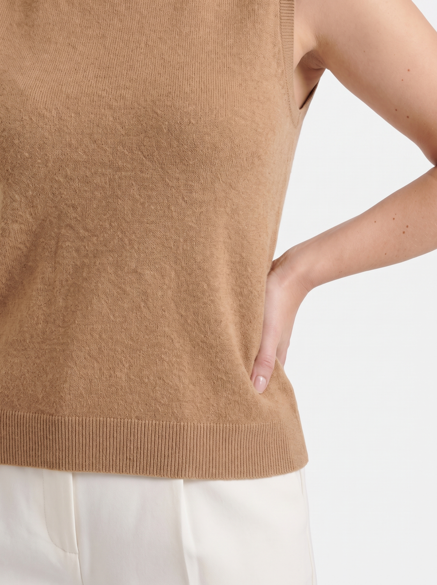 Iona Ribbed Trim Sleeveless Knit Vest