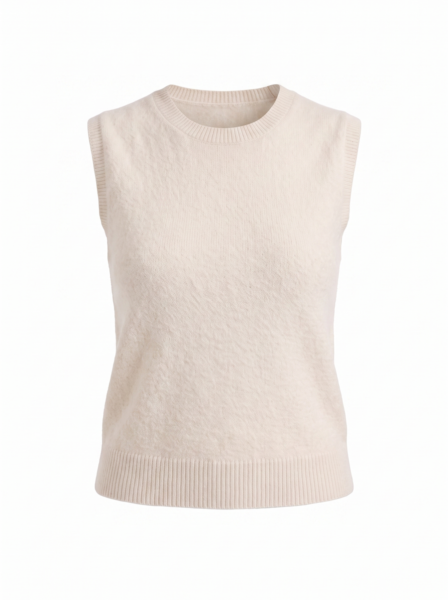 Iona Ribbed Trim Sleeveless Knit Vest