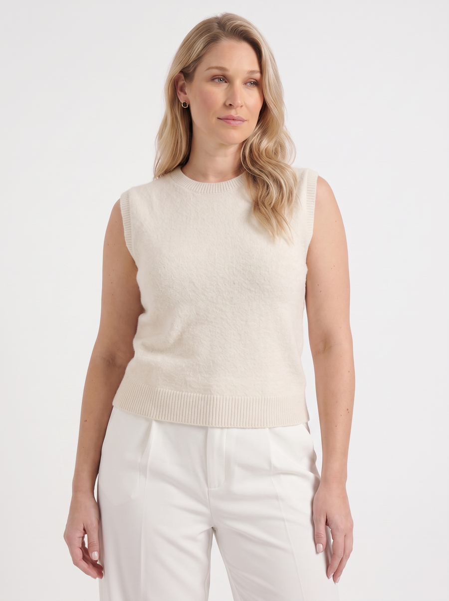 Iona Ribbed Trim Sleeveless Knit Vest