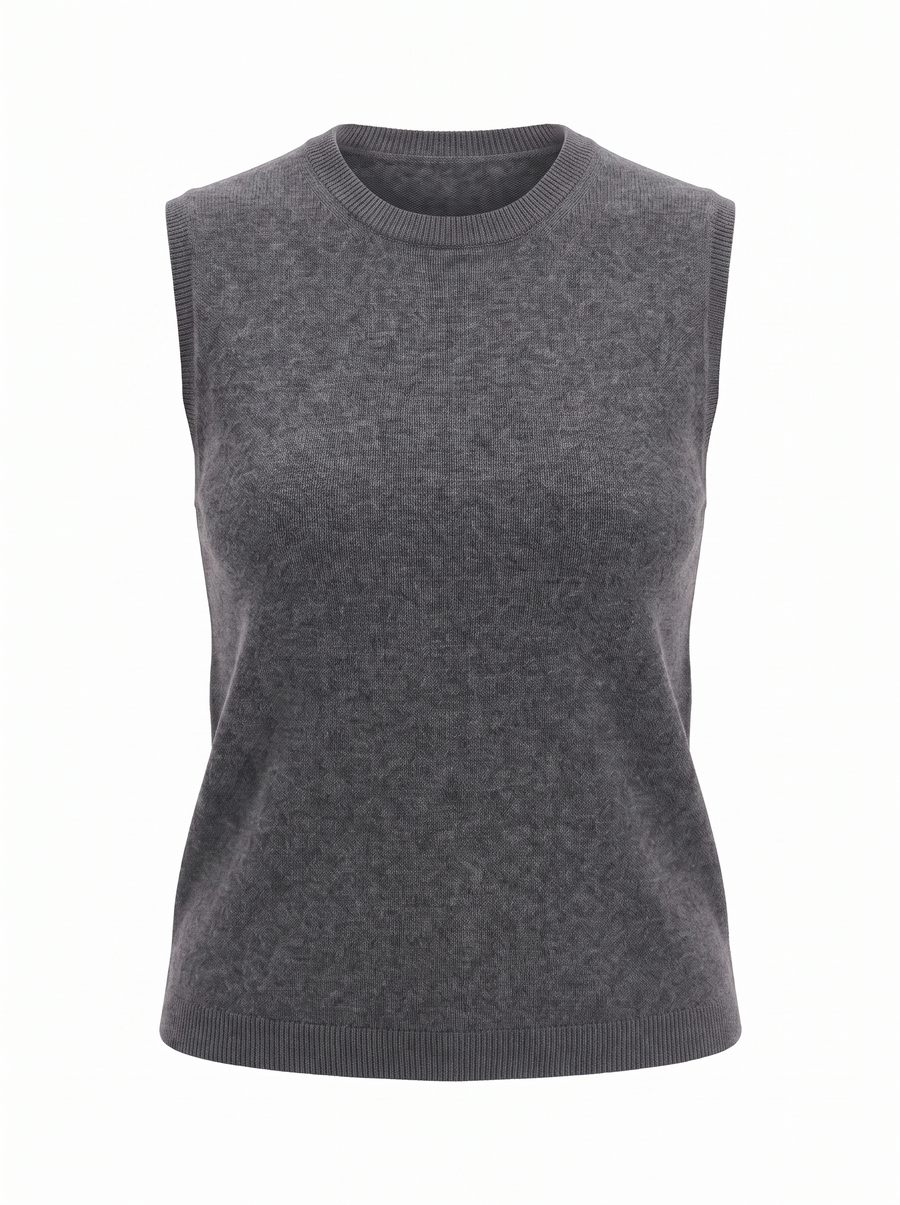 Iona Ribbed Trim Sleeveless Knit Vest