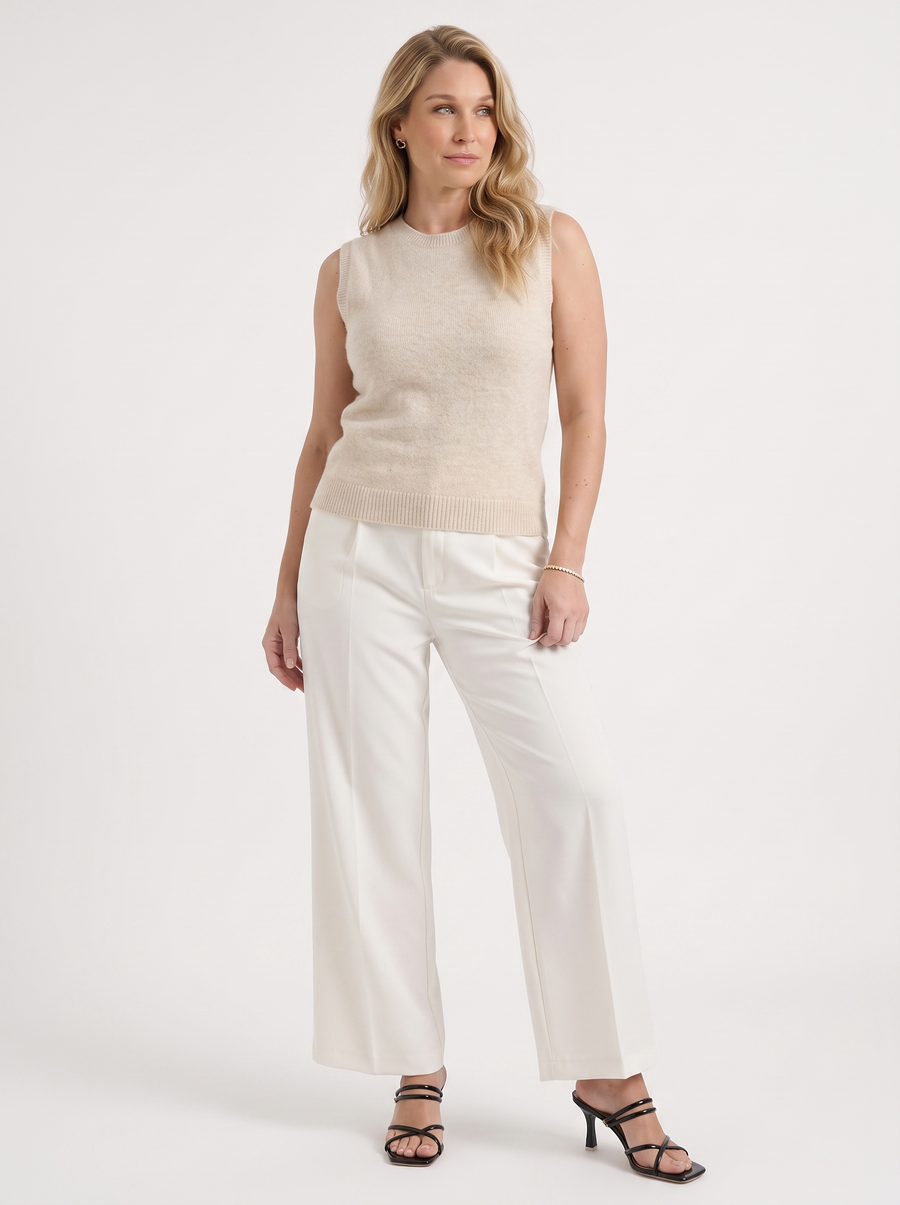 Iona Ribbed Trim Sleeveless Knit Vest
