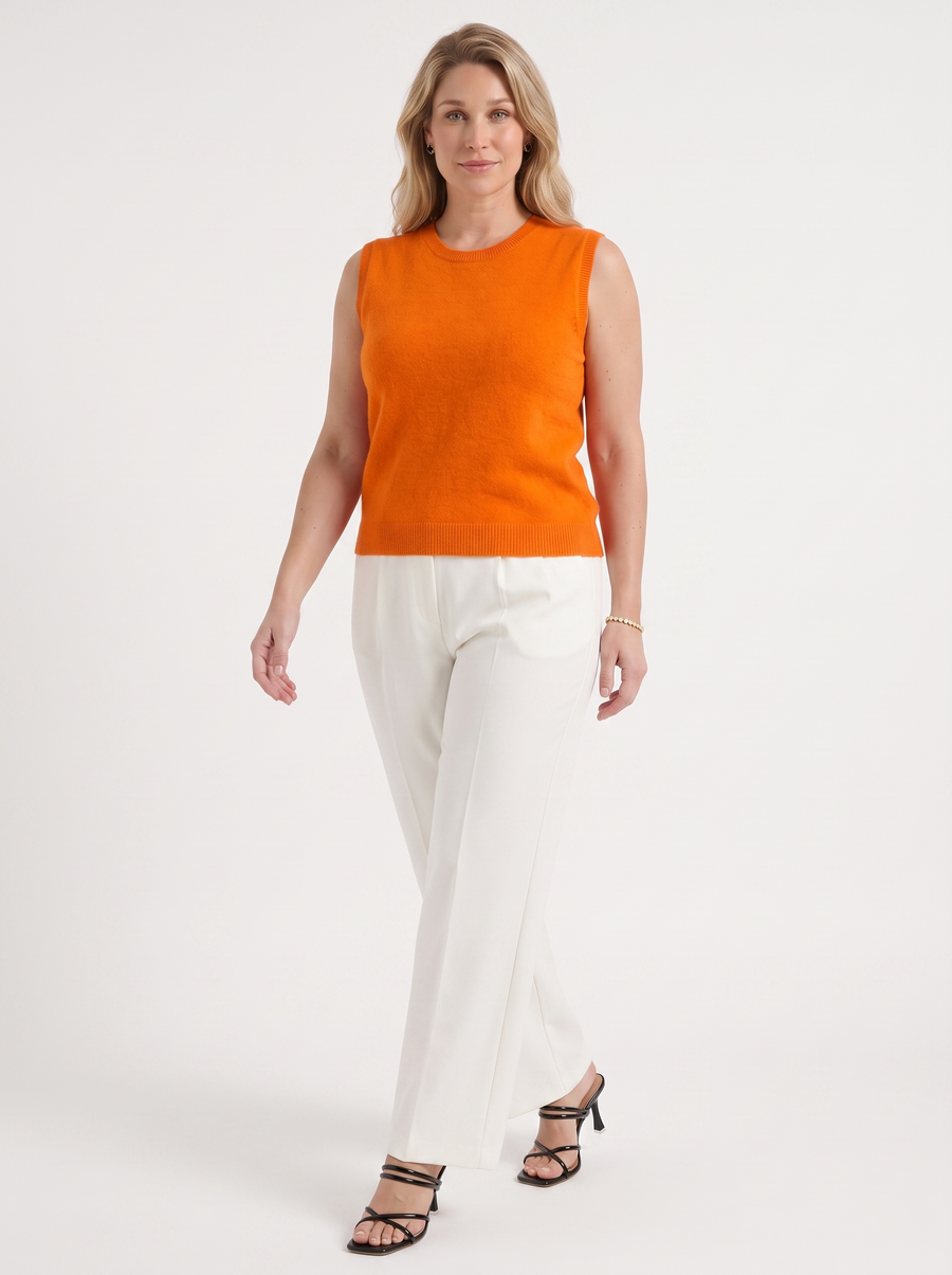 Iona Ribbed Trim Sleeveless Knit Vest