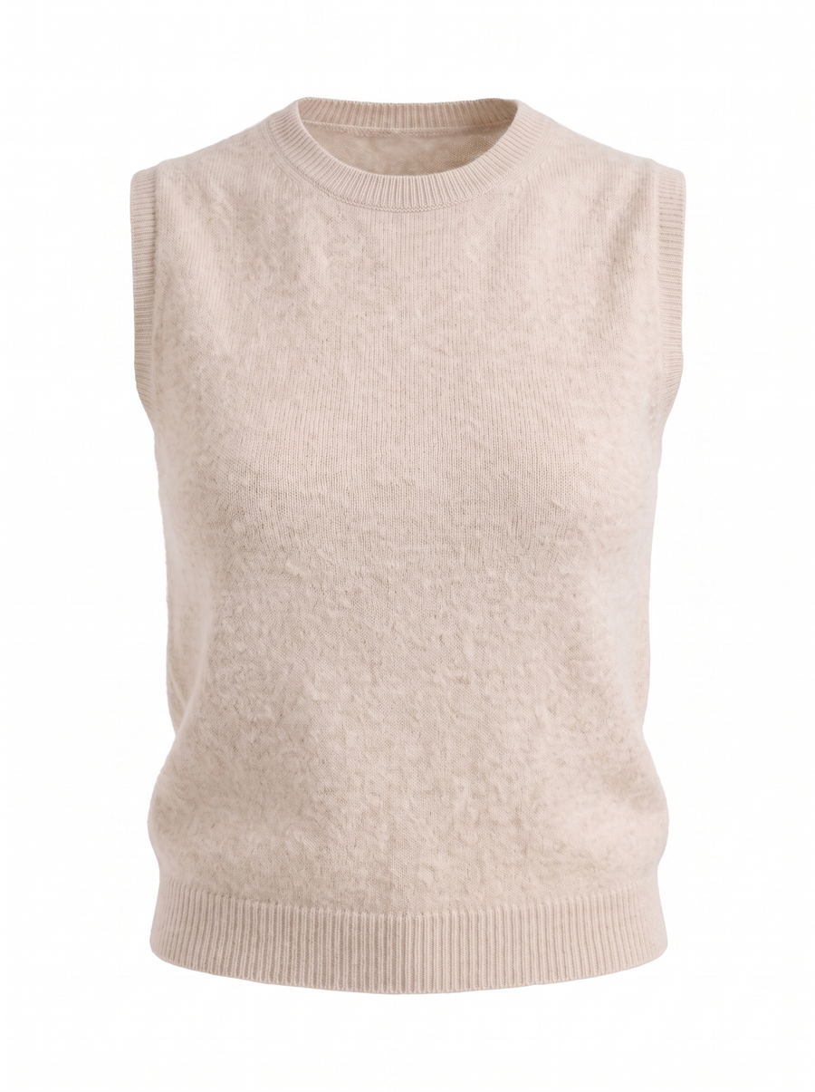 Iona Ribbed Trim Sleeveless Knit Vest