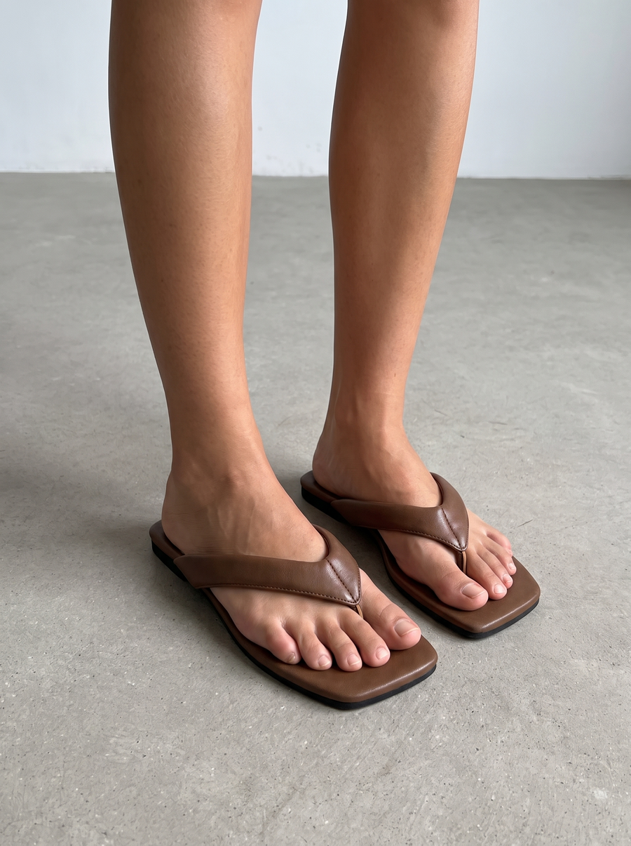 Trisha Square Toe Flip Flops