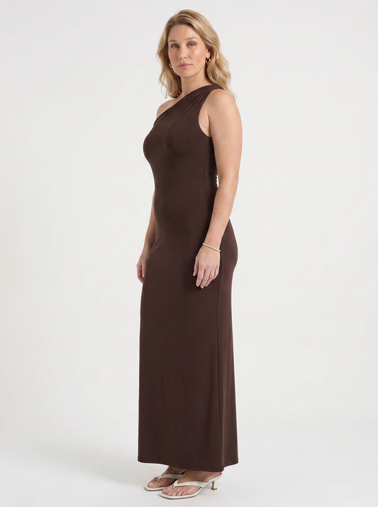 Enid One Shoulder Ruched Maxi Dress
