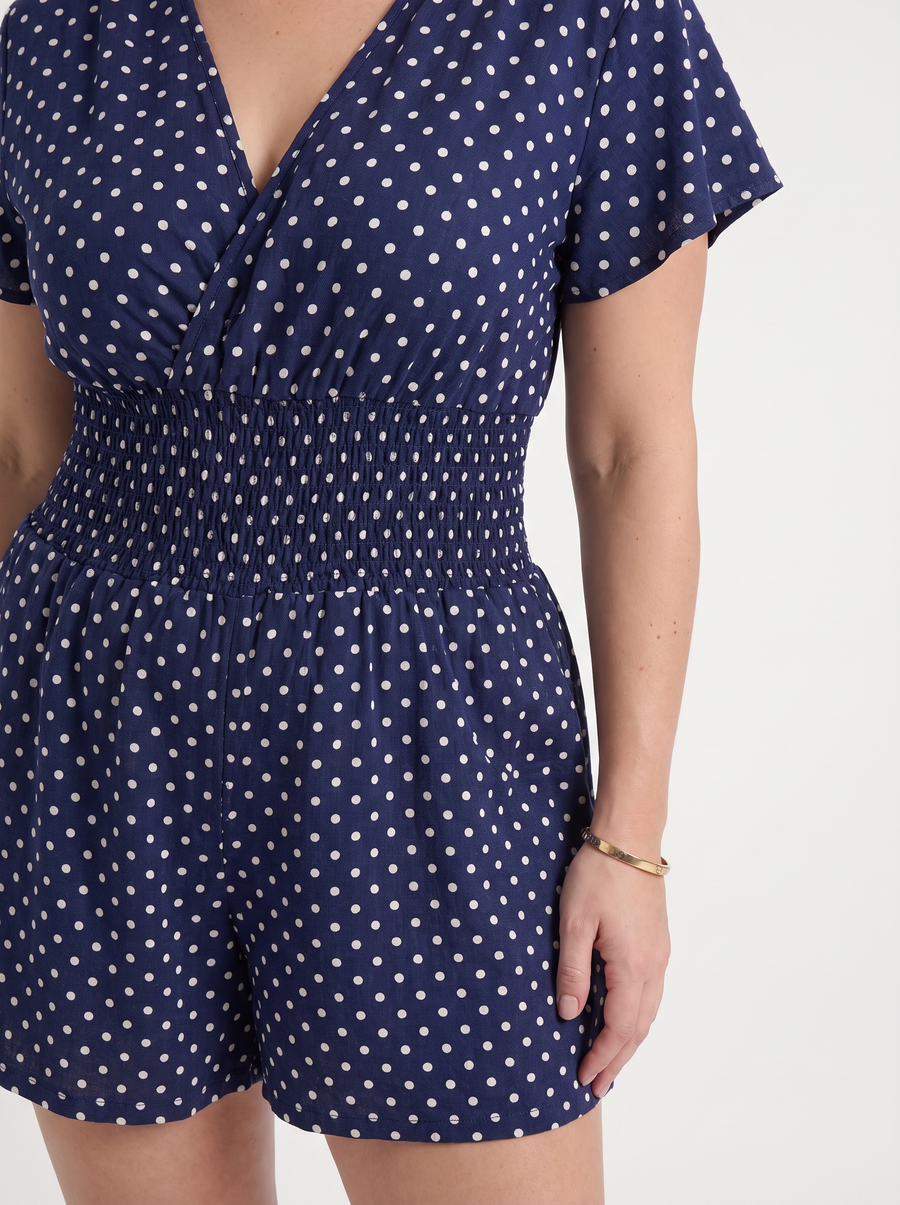 Shema Polka Dot Flutter Sleeve Romper