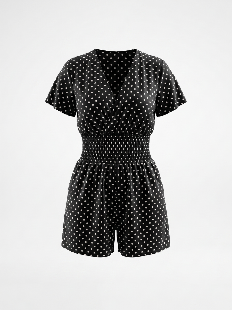 Shema Polka Dot Flutter Sleeve Romper
