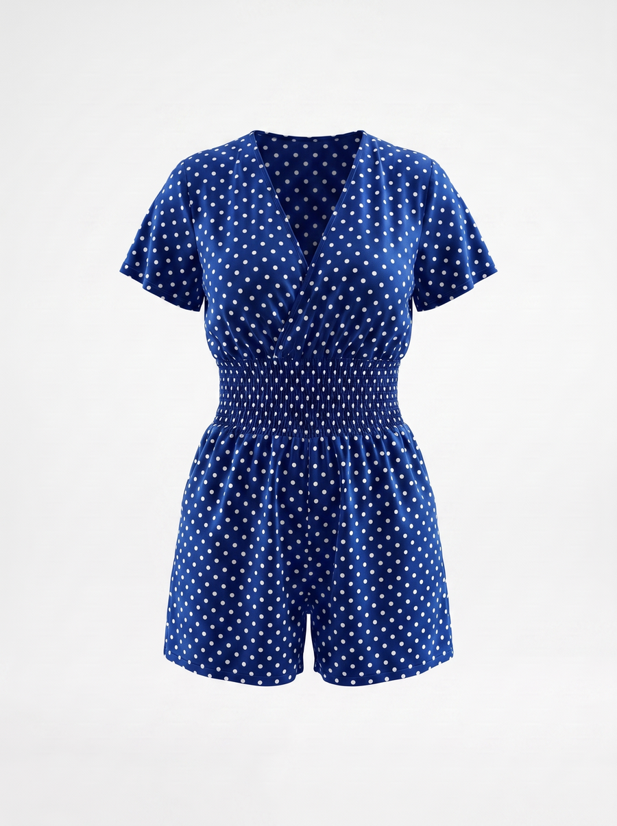 Shema Polka Dot Flutter Sleeve Romper