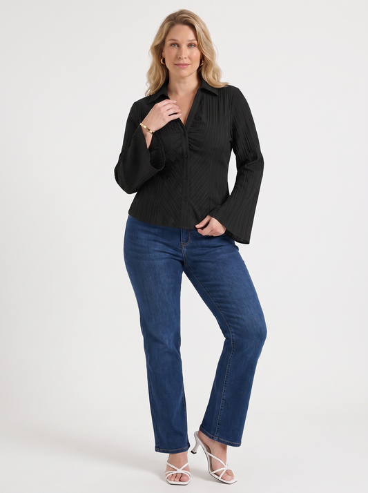 Ressa Pleated Ruffle Sleeve Blouse