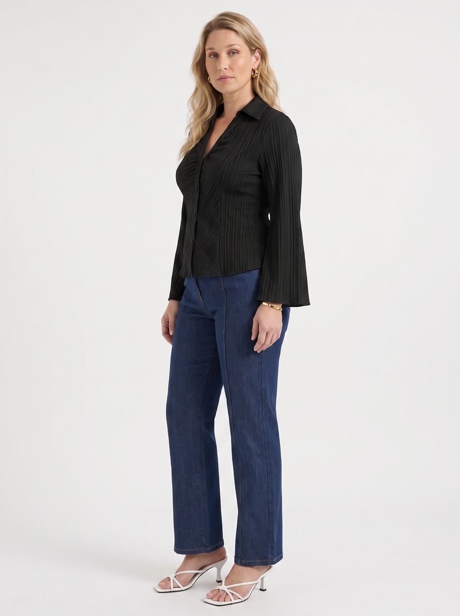 Ressa Pleated Ruffle Sleeve Blouse