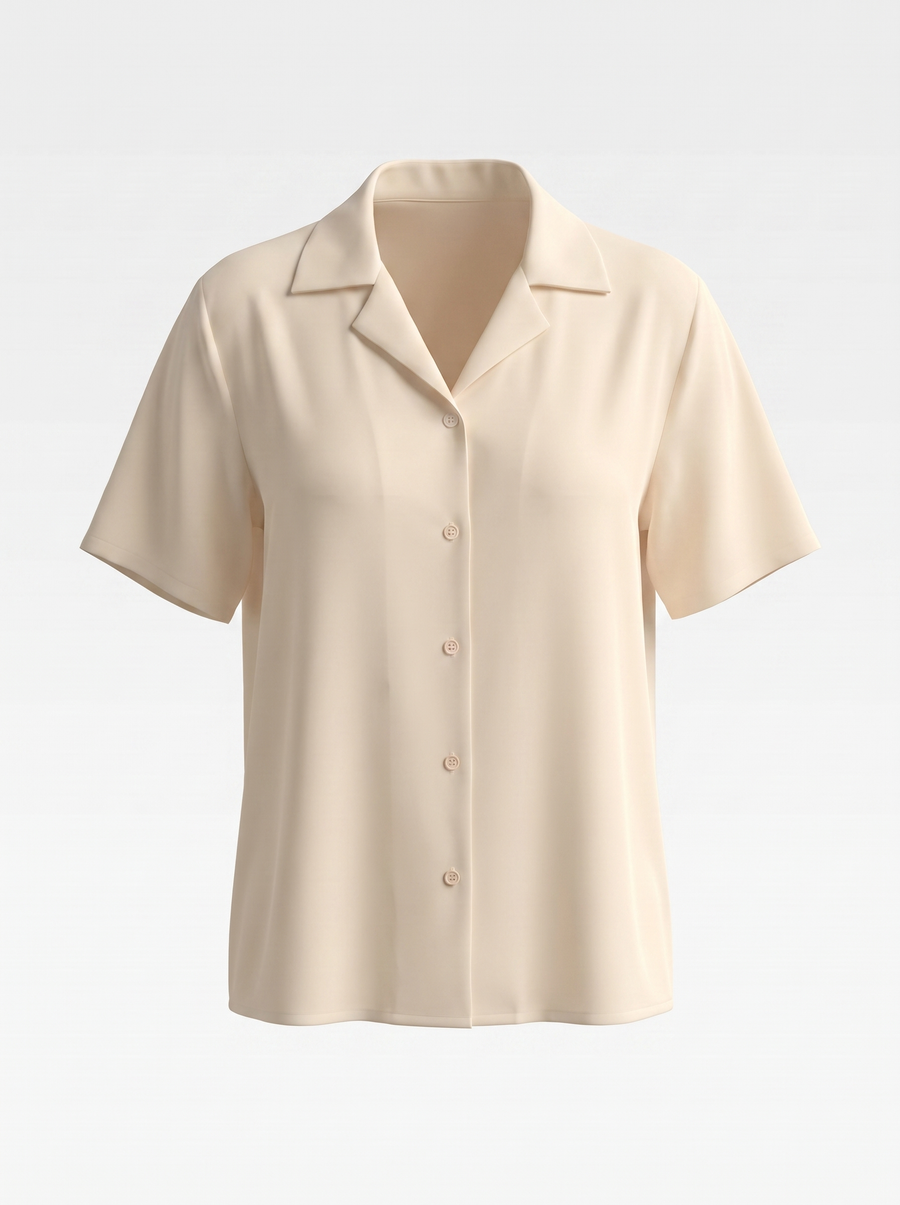Angelie Lapel Collar Short Sleeve Blouse