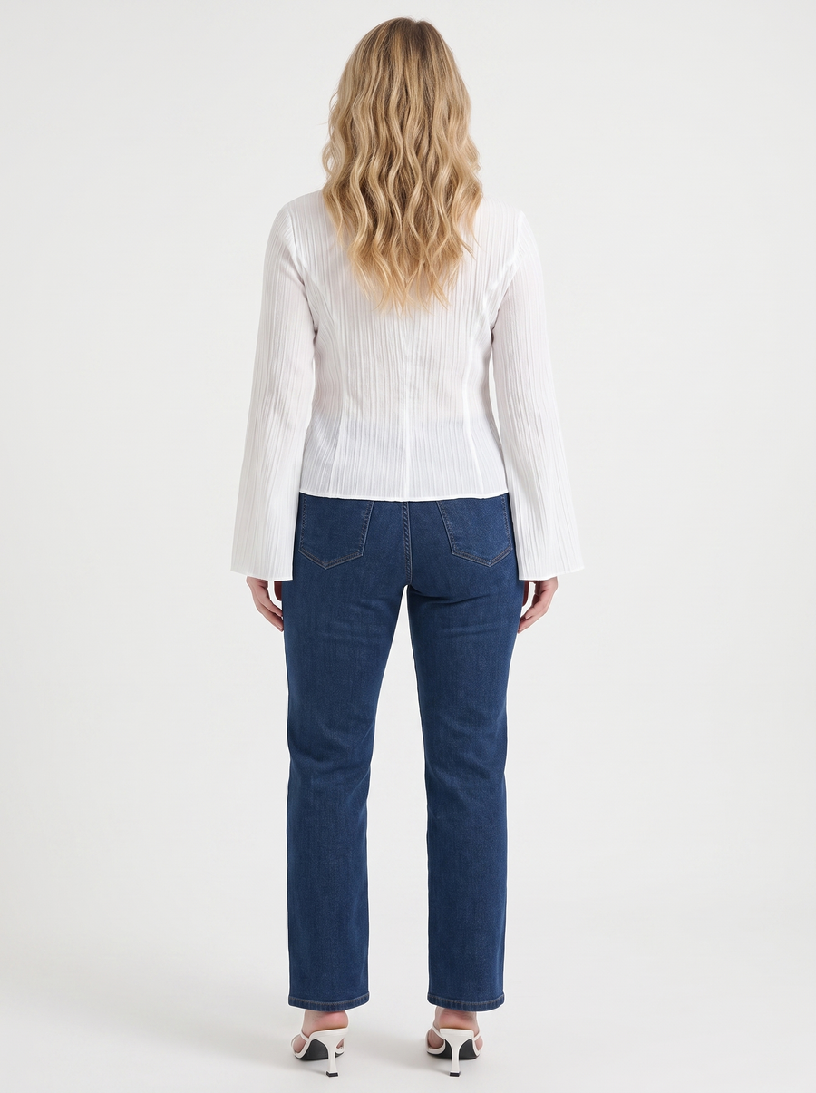 Ressa Pleated Ruffle Sleeve Blouse