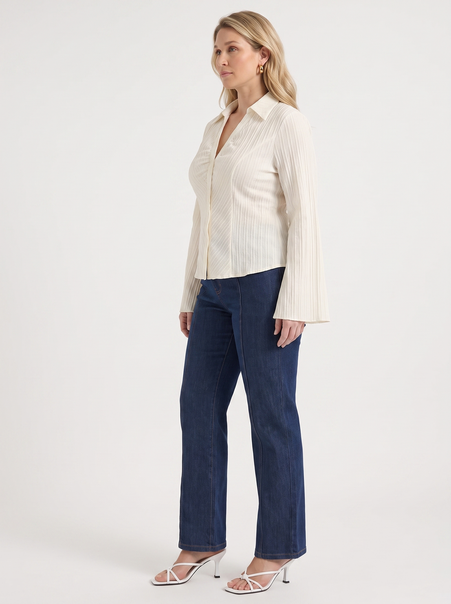 Ressa Pleated Ruffle Sleeve Blouse