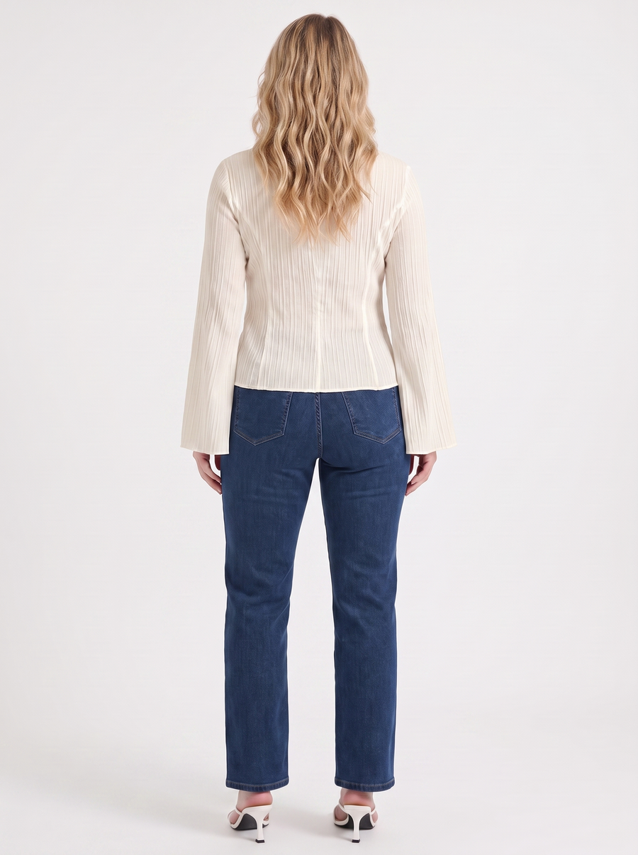 Ressa Pleated Ruffle Sleeve Blouse