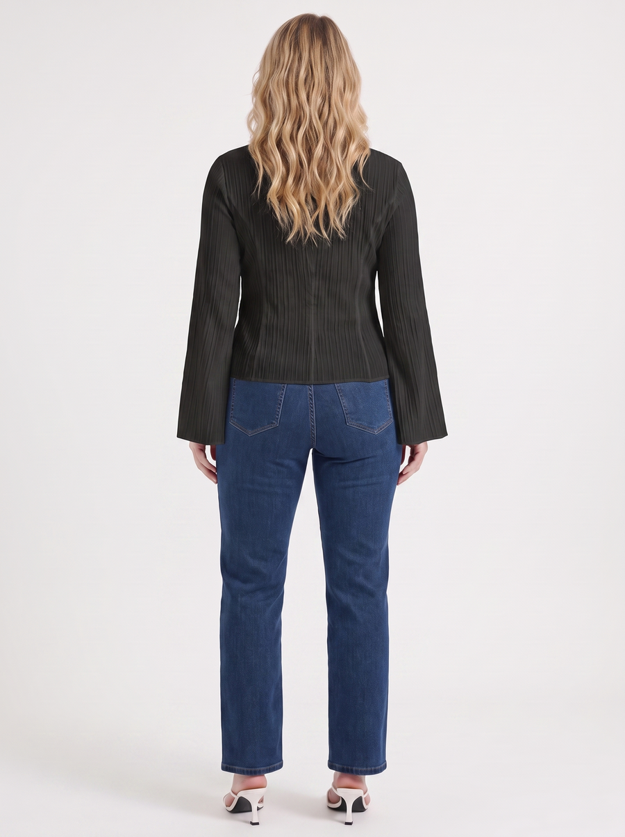 Ressa Pleated Ruffle Sleeve Blouse