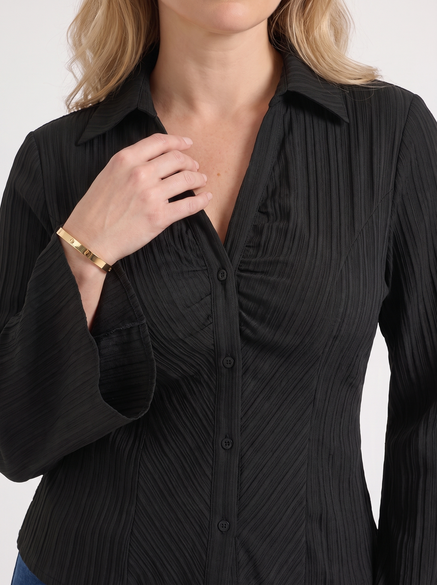 Ressa Pleated Ruffle Sleeve Blouse