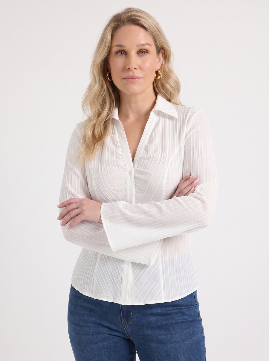 Ressa Pleated Ruffle Sleeve Blouse