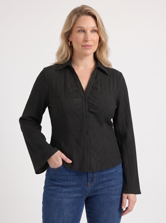Ressa Pleated Ruffle Sleeve Blouse