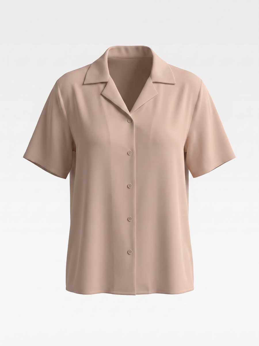 Angelie Lapel Collar Short Sleeve Blouse