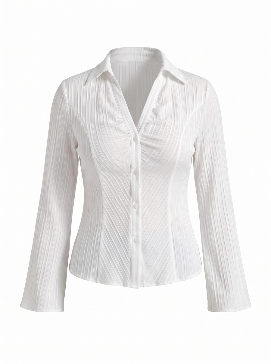 Ressa Pleated Ruffle Sleeve Blouse