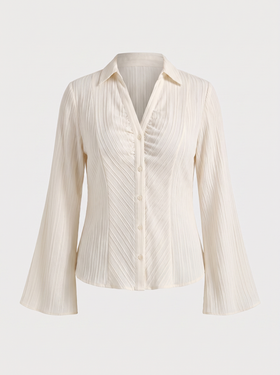 Ressa Pleated Ruffle Sleeve Blouse