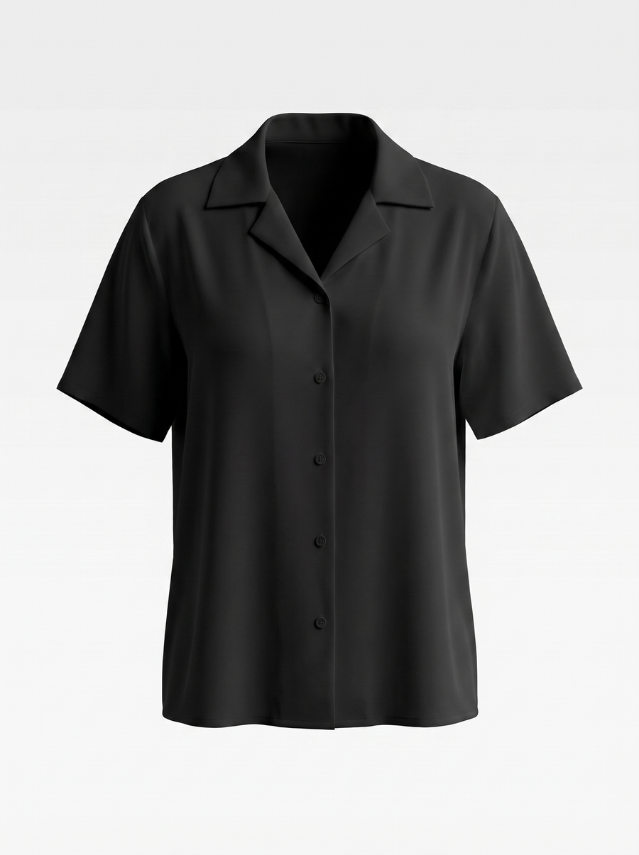Angelie Lapel Collar Short Sleeve Blouse