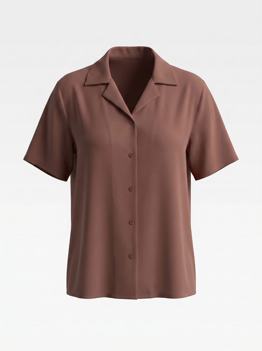 Angelie Lapel Collar Short Sleeve Blouse