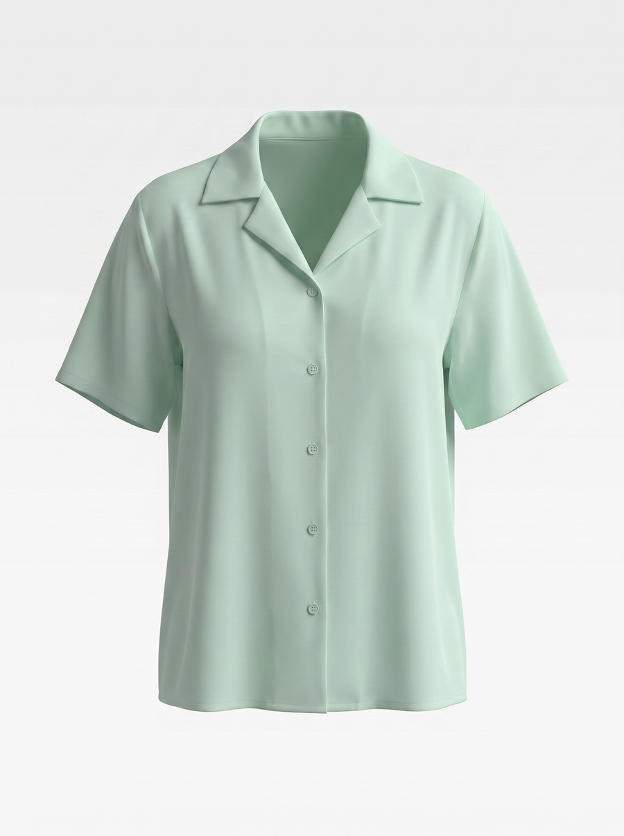 Angelie Lapel Collar Short Sleeve Blouse
