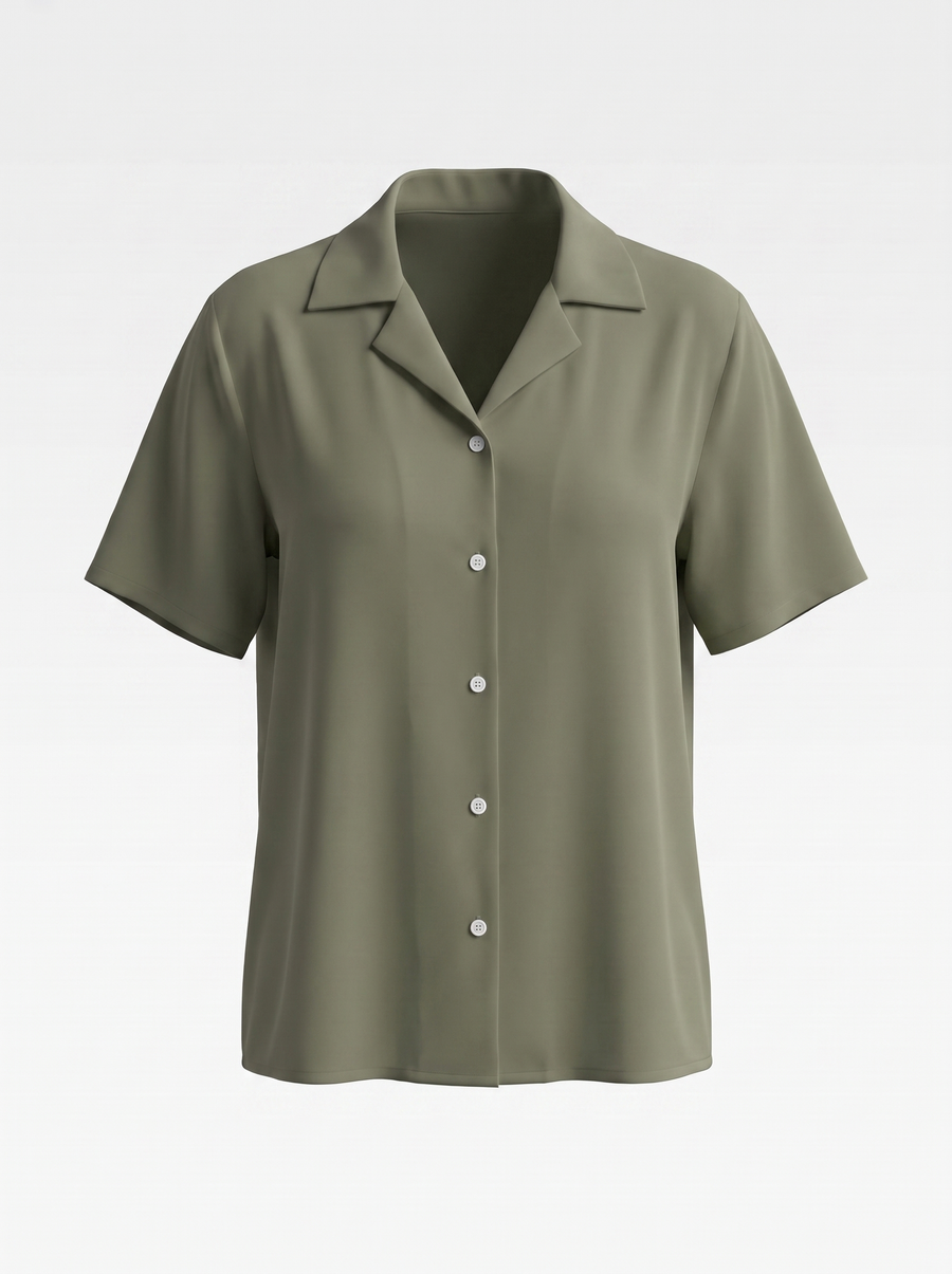 Angelie Lapel Collar Short Sleeve Blouse