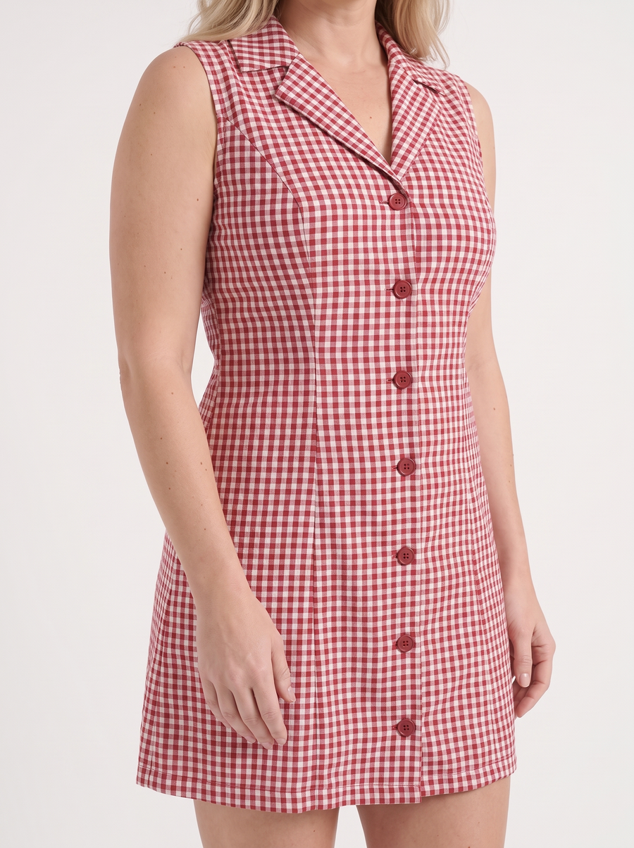 Mimi Plaid Lapel Collar Mini Dress