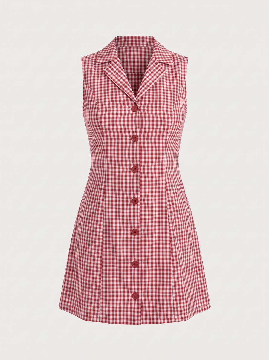 Mimi Plaid Lapel Collar Mini Dress