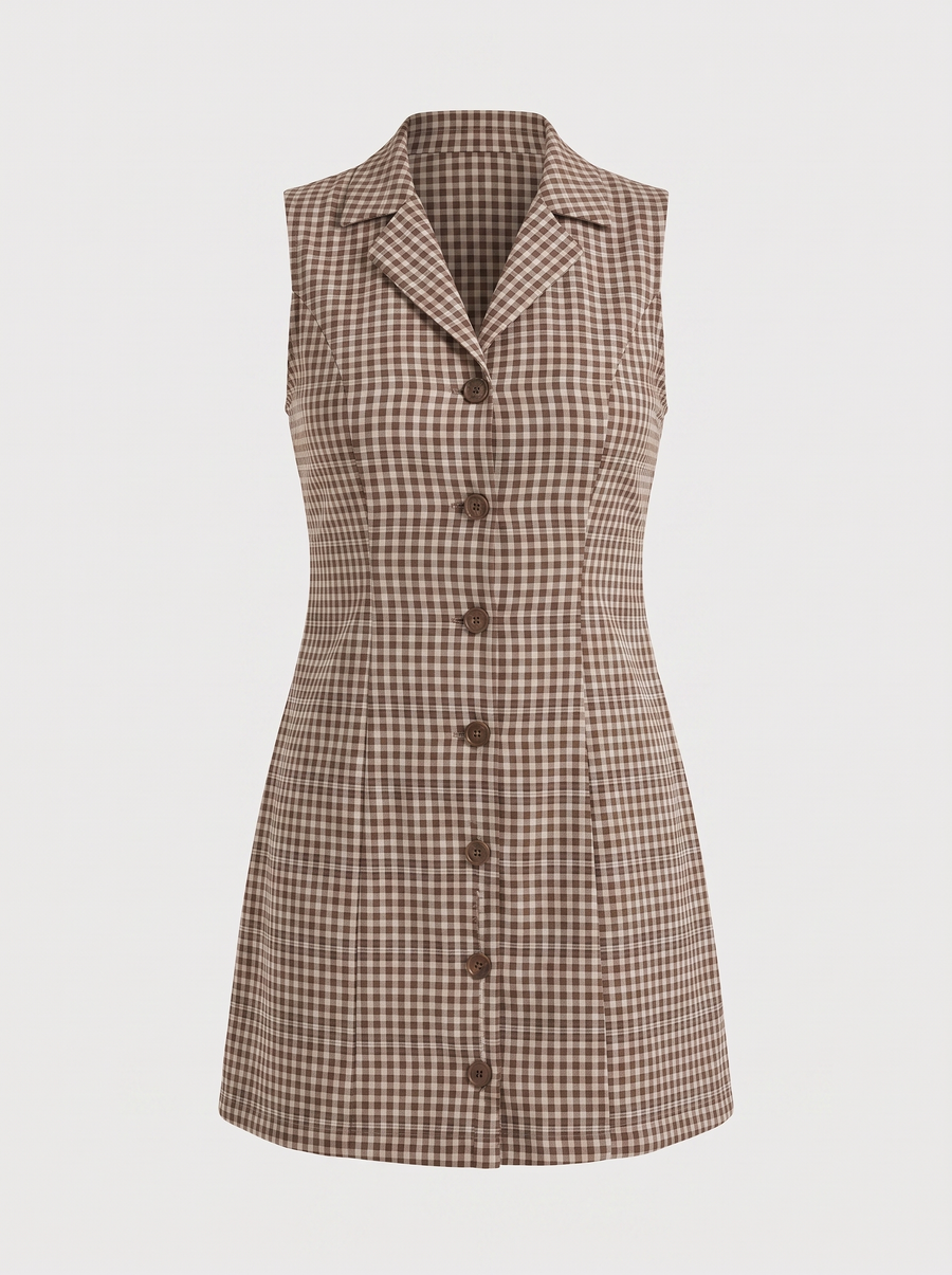 Mimi Plaid Lapel Collar Mini Dress