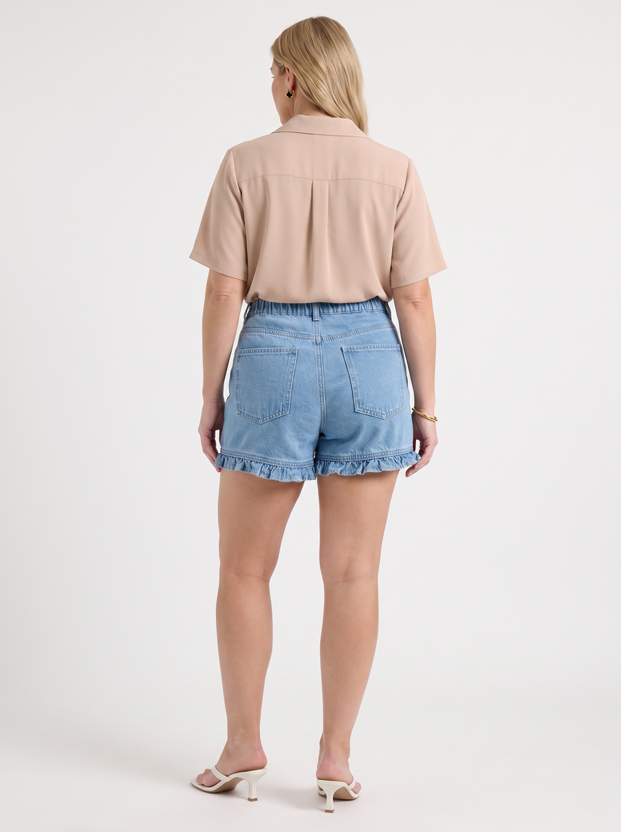 Angelie Lapel Collar Short Sleeve Blouse