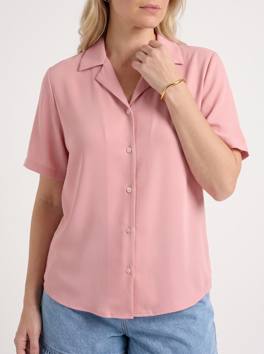 Angelie Lapel Collar Short Sleeve Blouse