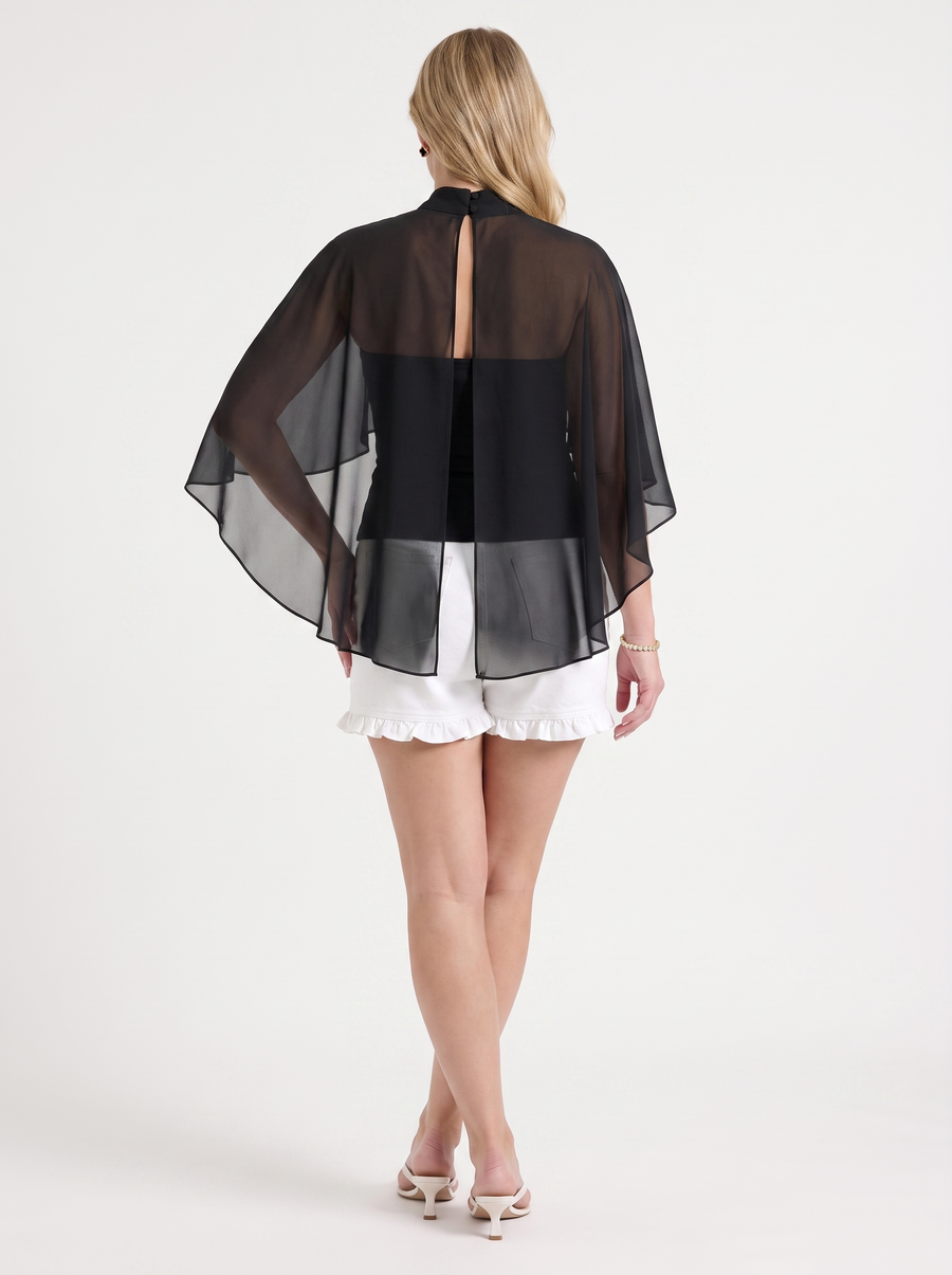 Alexa Sheer Cape Sleeve Top
