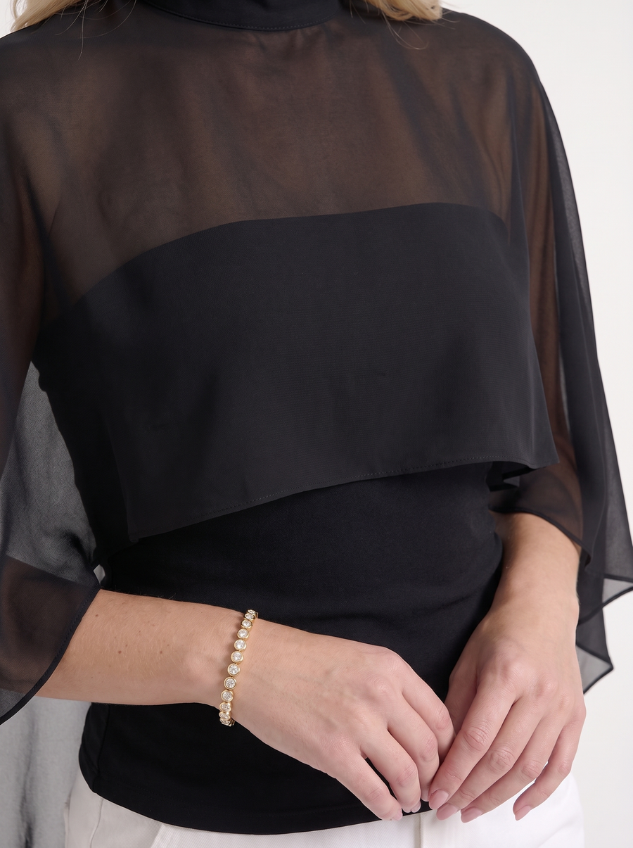 Alexa Sheer Cape Sleeve Top