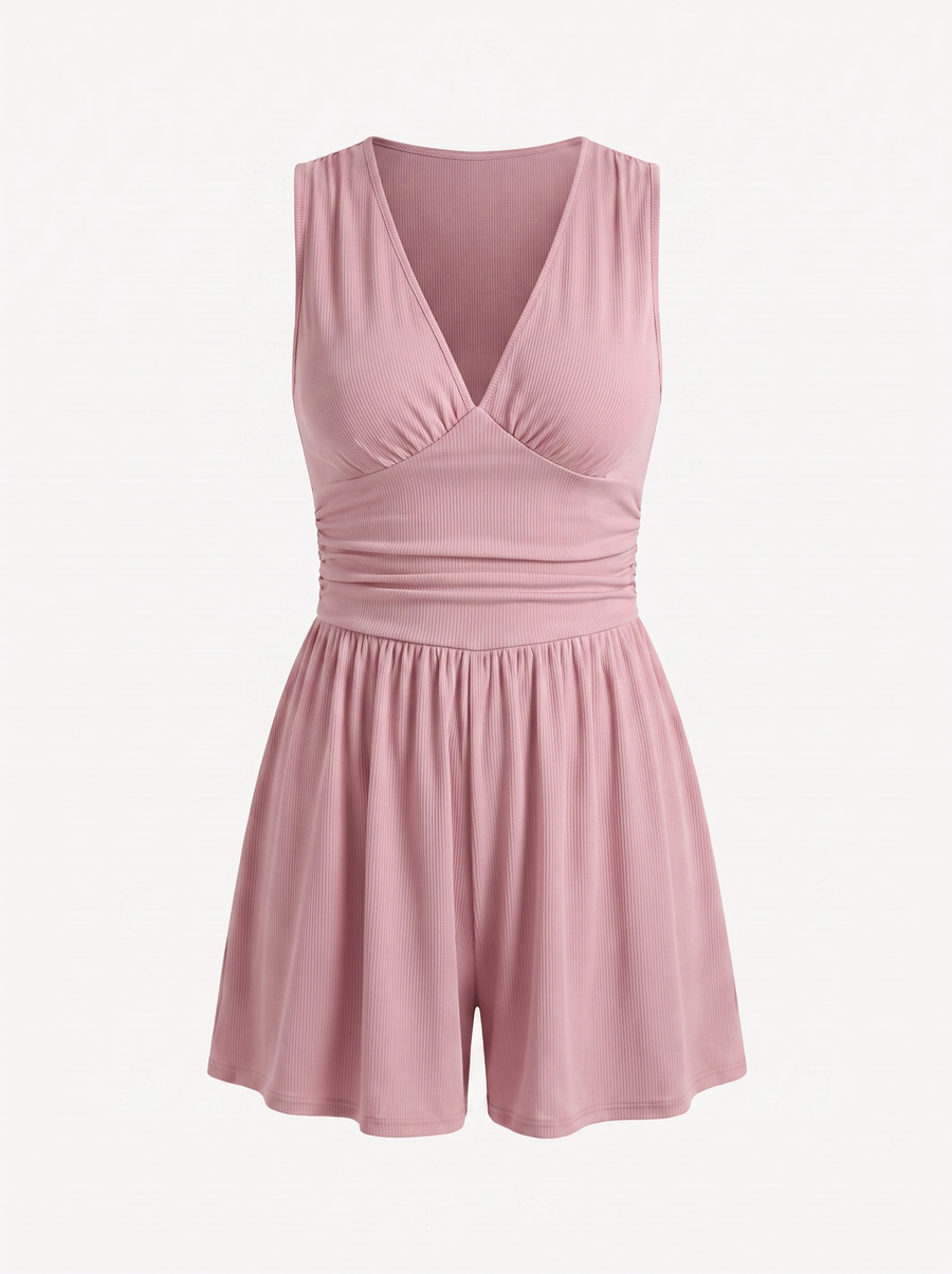 Jewel V Neck Flared Leg Romper